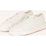 Weiße SANTONI Low Sneaker aus Glattleder für Damen Größe 38,5 