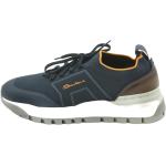Blaue SANTONI Low Sneaker mit Schnürsenkel aus Leder für Herren Größe 40,5 