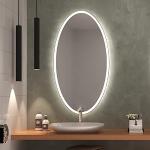 SARAR Elliptischer Wandspiegel mit rundum Beleuchtung ca. 60x120 cm Sete EL30 Badspiegel Spiegel mit Beleuchtung Badezimmerspiegel