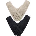 Khakifarbene Strick-Handschuhe für Damen für den für den Winter 