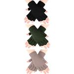Reduzierte Armeegrüne Fingerlose Handschuhe & Halbfinger-Handschuhe für Damen Größe M für den für den Winter 