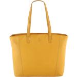 Gelbe Lederhandtaschen mit Reißverschluss aus Leder 