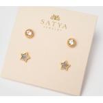 Goldene Sterne Runde Topas Ohrringe aus vergoldet 18 Karat für Damen 