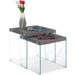 Graue Moderne Relaxdays Rechteckige Zweisatztische aus Glas Breite 0-50cm, Höhe 0-50cm, Tiefe 0-50cm 2-teilig 