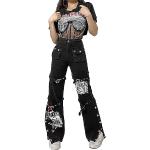 Schwarze Grunge Baggy Jeans & Loose Fit Jeans mit Schnalle aus Denim für Damen Größe L für den für den Sommer 