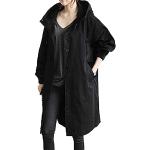 Schwarze Oversize Winddichte Atmungsaktive Maxi Trenchcoats lang für Damen Größe 4 XL für den für den Herbst 