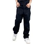 Schwarze Bestickte Hip Hop Jeans mit Stickerei aus Denim für Herren Größe XL 