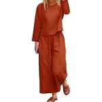Orange Unifarbene Casual Damenhausanzüge & Damenfreizeitanzüge aus Leinen Größe XL für den für den Sommer 