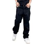 Schwarze Bestickte Hip Hop Jeans mit Stickerei aus Denim für Herren Größe M 