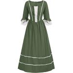 Armeegrüne Vintage 3/4-ärmelige Präriekleider mit Reißverschluss für Damen Größe XXL 