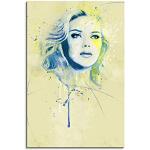 Scarlett Johansson Aqua 90x60cm - Splash Art Paul Sinus Wandbild auf Leinwand - Malerei, Kunstbild, Aquarell, Fineartprint