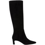 Schwarze Elegante Scarosso Spitze High-Heel Stiefel mit Reißverschluss aus Veloursleder für Damen Größe 42 mit Absatzhöhe 5cm bis 7cm 