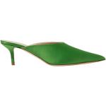Reduzierte Grüne Scarosso Mules aus Leder für Damen Größe 38 mit Absatzhöhe 5cm bis 7cm 