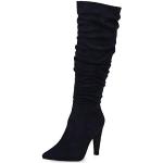 Dunkelblaue Slouch Stiefel aus Veloursleder leicht für Damen Größe 39 für den für den Winter 