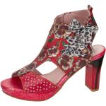 Reduzierte Rote Laura Vita Blockabsatz Sandalen mit Reißverschluss aus Glattleder mit Absatzhöhe 7cm bis 9cm für den für den Sommer 