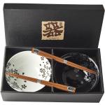 Silberne Asiatische Runde Schüssel Sets & Schalen Sets aus Keramik mikrowellengeeignet 2-teilig 