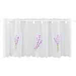 Lavendelfarbene Mediterrane Scheibengardinen & Küchengardinen mit Lavendel-Motiv aus Textil transparent 
