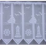 Weiße Maritime Scheibengardinen & Küchengardinen mit Leuchtturm-Motiv aus Polyester 