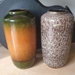 Smaragdgrüne Mid-Century 38 cm Runde Bodenvasen & Vasen für Pampasgras 38 cm glänzend aus Keramik 