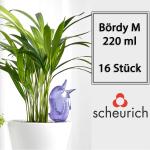 Scheurich Wasserspender Bördy M | 16 x Lila | 220ml Füllmenge | Bewässerungskugel klein mit Ton Fuß | Wasserspender Pflanzen und Blumen Terrakotta Stiel