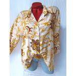 Pastellgelbe Blumenmuster fashion-1 Tunika-Blusen mit Knopf aus Viskose für Damen 