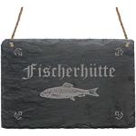 Schieferplatte Schild « Fischerhütte » Mit Motiv A