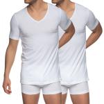 Weiße Kurzärmelige Schiesser V-Ausschnitt T-Shirts aus Baumwolle für Herren Größe XXL 2-teilig 
