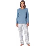 Graue Karo Schiesser Pyjamas lang aus Baumwolle für Damen Größe S 