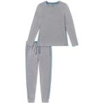 Graue Casual Schiesser Bio Pyjamas lang aus Baumwolle für Damen Größe S 