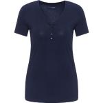 Blaue Schiesser Henleykragen T-Shirts aus Jersey für Damen Größe XS 