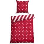 Rote Sterne Schiesser Feinbiber Bettwäsche mit Reißverschluss aus Baumwolle trocknergeeignet 135x200 