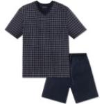 Saphirblaue Schiesser Pyjamas kurz aus Jersey für Herren Größe XL 
