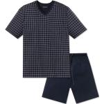 Dunkelblaue Unifarbene Schiesser Pyjamas kurz aus Jersey für Herren Übergrößen 
