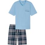 Blaue Unifarbene Bio Pyjamas kurz aus Baumwolle trocknergeeignet für Herren Größe XL 