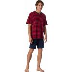Rote Gestreifte Kurzärmelige Schiesser Essentials V-Ausschnitt Pyjamas kurz aus Baumwolle für Herren Übergrößen 