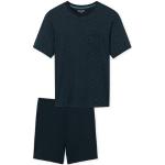 Mitternachtsblaue Schiesser Pyjamas kurz aus Baumwolle für Herren Größe XL 