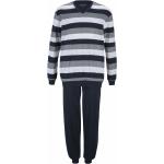 Dunkelblaue Sportliche Schiesser Pyjamas lang aus Baumwolle für Herren Übergrößen 