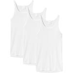 Weiße Unifarbene Ärmellose Feinripp-Unterhemden für Herren Größe L 3-teilig 