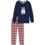 Dunkelblaue Karo Schiesser Interlock Bio Lange Kinderschlafanzüge aus Baumwolle für Jungen Größe 104 für den für den Winter 
