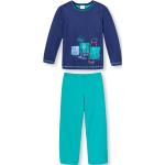 Dunkelblaue Schiesser Lange Kinderschlafanzüge aus Baumwolle für Jungen Größe 128 