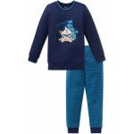Reduzierte Dunkelblaue Motiv Schiesser Käpt'n Sharky Lange Kinderschlafanzüge mit Hai-Motiv aus Baumwolle trocknergeeignet für Jungen Größe 128 