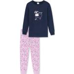 Dunkelblaue Schiesser Bio Lange Kinderschlafanzüge aus Jersey für Mädchen Größe 104 