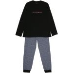 Schwarze Schiesser Bio Lange Kinderschlafanzüge aus Baumwolle für Mädchen Größe 176 2-teilig 