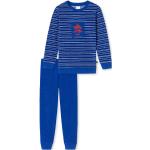Royalblaue Gestreifte Schiesser Lange Kinderschlafanzüge aus Frottee für Jungen Größe 92 