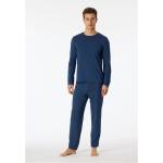 SCHIESSER Long Life Soft Schlafanzug, Rundhalsausschnitt, pillingresistent, für Herren, blau, 52