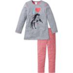 Reduzierte Graue Motiv Schiesser Lange Kinderschlafanzüge mit Tiermotiv aus Baumwolle für Mädchen Größe 110 