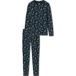 Anthrazitfarbene Gepunktete Schiesser Bio Lange Kinderschlafanzüge mit Halloween-Motiv für Mädchen Größe 164 