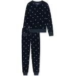 Indigofarbene Gepunktete Schiesser Bio Lange Kinderschlafanzüge mit Halloween-Motiv für Mädchen Größe 164 