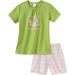 Hellgrüne Schiesser Kurze Kinderschlafanzüge aus Baumwolle für Mädchen Größe 128 