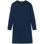 Reduzierte Blaue Unifarbene Langärmelige Schiesser Essentials Herrennachthemden aus Baumwolle Übergrößen 